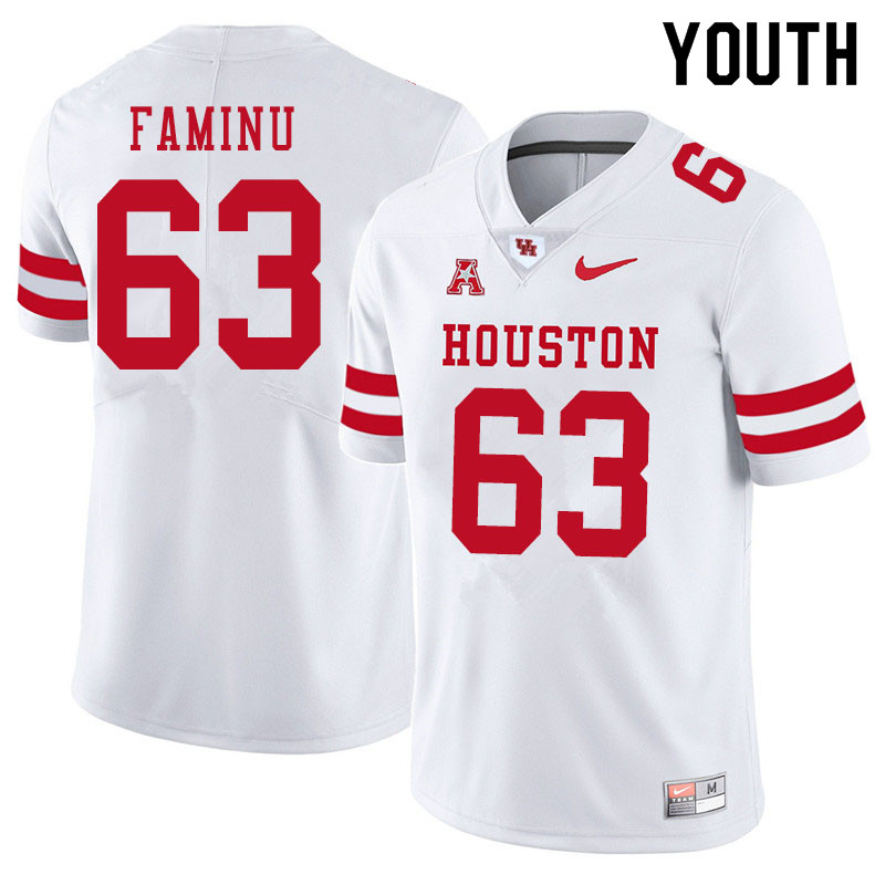 Youth #63 James Faminu Houston Cougars College Football Jerseys Sale-White - Click Image to Close